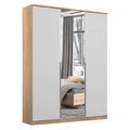 Rauch Texas 136cm 3 Door Wardrobe with Mirror - Sonoma Oak and Alpine White