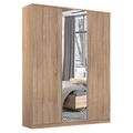 Rauch Texas 136cm 3 Door Wardrobe with Mirror - Sonoma Oak