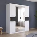 Rauch Ticao 181cm 6 Door Combi Wardrobe - Alpine White and Metallic Dark Grey