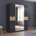 Rauch Ticao 181cm 6 Door Combi Wardrobe - Metallic Dark Grey and Artisan Oak