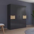 Rauch Ticao 181cm 6 Door Wardrobe - Metallic Dark Grey and Artisan Oak