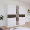 Rauch Ticao 226cm 9 Door Combi Wardrobe - Alpine White and Atlantic Dark Oak