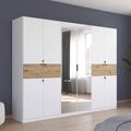 Rauch Ticao 271cm 10 Door Combi Wardrobe - Alpine White and Artisan Oak