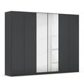 Rauch Wingview Lite 271cm 6 Door Wardrobe with Mirror - Metallic Dark Grey