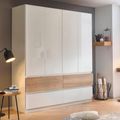 Rauch Winnipeg 181cm 4 Door Wardrobe - Alpine White High Gloss and Halifax Oak