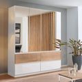 Rauch Winnipeg 181cm 4 Door Wardrobe with Mirror - Alpine White and Halifax Oak