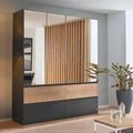 Rauch Winnipeg 181cm 4 Door Wardrobe with Mirror - Metallic Dark Grey and Halifax Oak