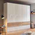 Rauch Winnipeg 226cm 5 Door Wardrobe - Alpine White High Gloss and Halifax Oak