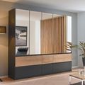 Rauch Winnipeg 226cm 5 Door Wardrobe with Mirror - Metallic Dark Grey and Halifax Oak
