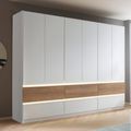Rauch Winnipeg 271cm 6 Door Wardrobe with Lighting - Alpine White and Halifax Oak
