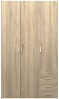 Space Oak Effect 3 Door 3 Drawer Wardrobe