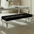 Louis Dining Bench - 170cm - Black Velvet Fabric