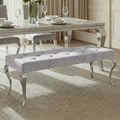 Louis Dining Bench - 170cm - Grey Velvet Fabric