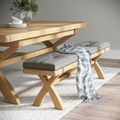 Normandy Dining Bench with Cross Leg - Grey Fabric - Oak
