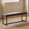 Vintage Dining Bench - Brown Faux Leather