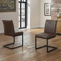 Brooklyn Cantilever Dining Chair - Set of 2 - Brown Faux Leather