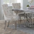 Knocker Back Dining Chair - Champagne Velvet Fabric - Chrome Legs