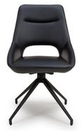 Ace Swivel Dining Chair - Set of 2 - Black Faux Leather