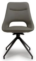 Ace Swivel Dining Chair - Set of 2 - Grey Faux Leather
