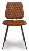 2 x Austin Tan Brown Real Leather Dining Chair