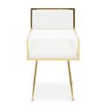 Azalea Dining Chair - Set of 2 - Ivory Faux Leather with Gold Metal Frame