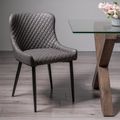 Cezanne Dining Chairs - Set of 2 - Dark Grey Faux Leather - Black Legs