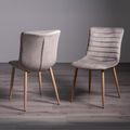 Eriksen Dining Chairs - Set of 2 - Grey Velvet - Oak Effect Legs