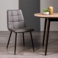 Mondrian Dining Chairs - Set of 2 - Dark Grey Faux Leather - Black Legs