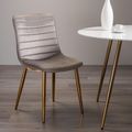 Rothko Dining Chairs - Set of 2 - Grey Velvet - Gold Legs