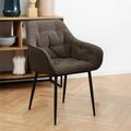 2 x Brooke Taupe Boucle Fabric Dining Armchair