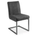 2 x Brooklyn Charcoal Grey Suede Fabric Cantilever Dining Chair