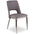 Gilden Dining Chair - Set of 2 - Grey Faux Leather with Silver Metal Legs