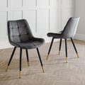 Hadid Dining Chair - Set of 2 - Grey Velvet Fabric