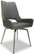 2 x Mako Grey Leather Effect Swivel Dining Chair