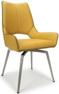 2 x Mako Yellow Leather Effect Swivel Dining Chair