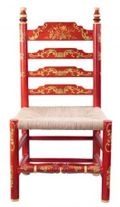 2 x Meerut Red Floral Design Wooden Dining Chair