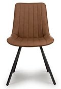 Miro Dining Chair - Set of 2 - Tan Brown Faux Leather