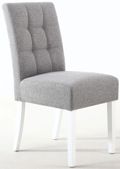 2 x Moseley Stitched Waffle Silver Grey Linen Effect Dining Chair in White Legs