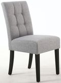 2 x Moseley Stitched Waffle Silver Grey Linen Effect in Black Fabric Dining Chair