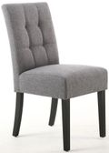 2 x Moseley Stitched Waffle Steel Grey Linen Effect Dining Chair in Black Legs