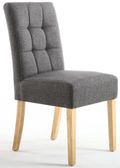 2 x Moseley Stitched Waffle Steel Grey Linen Effect Dining Chair in Natural Legs
