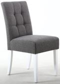 2 x Moseley Stitched Waffle Steel Grey Linen Effect Dining Chair in White Legs
