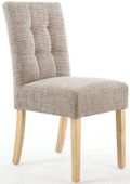 2 x Moseley Stitched Waffle Tweed Oatmeal Dining Chair in Natural Legs