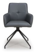 Nix Swivel Dining Chair - Set of 2 - Grey Faux Leather