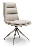 Nobo Swivel Dining Chair - Set of 2 - Taupe Faux Leather - Chrome Legs