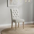 Normandy Dining Chair - Set of 2 - Natural Fabric Button Back