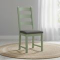 Salcombe Dining Chair - Set of 2 - Ladder Back - Sage Oak - Charcoal Fabric