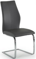 Elis Dining Chair - Set of 2 - Grey Faux Leather - Chrome