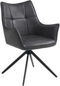 2 x Vito Charcoal Faux Leather Swivel Dining Armchair