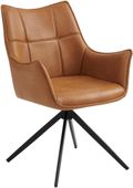 2 x Vito Tan Faux Leather Swivel Dining Armchair